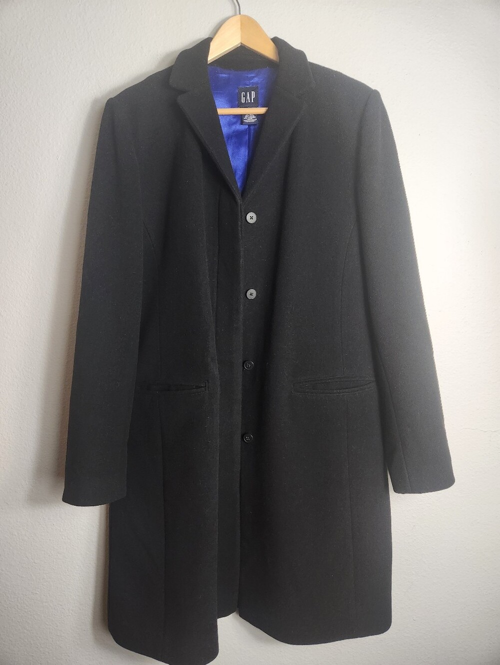 Gap Womens |M| Y2K Black Wool/Cashmere Blend Single-Breasted Car Coat